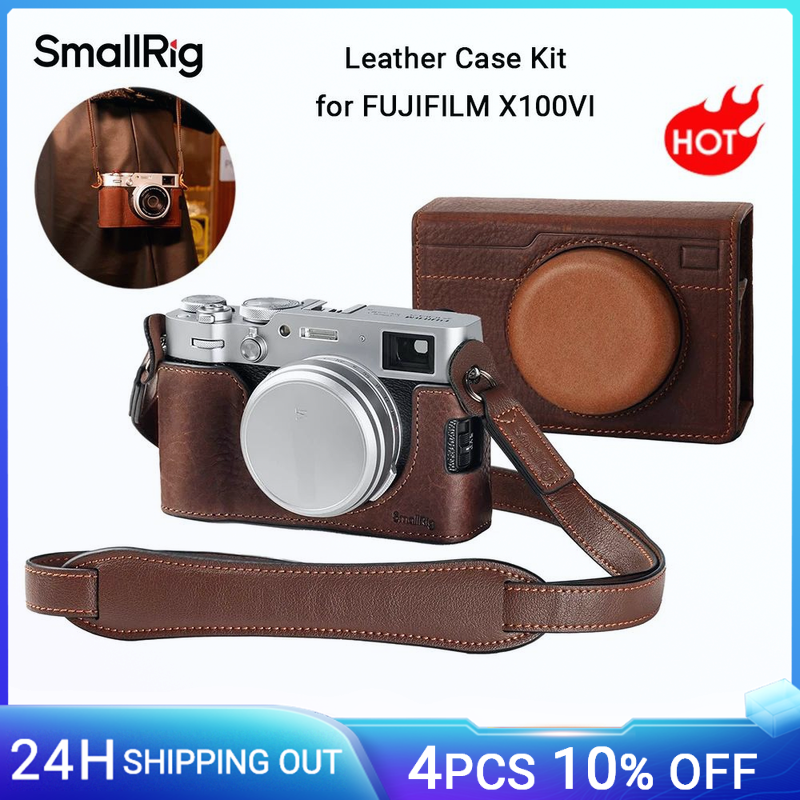 Kit custodia in pelle SmallRig X100VI per FUJIFILM X100VI, inclusa mezza custodia in pelle, custodia flip e tracolla -4558