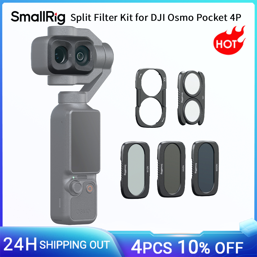 Kit di filtri sdoppiabili SmallRig per DJI Osmo Pocket 4P con base per filtri ND16 / ND64 / ND256 / CPL con rivestimenti multistrato -6476