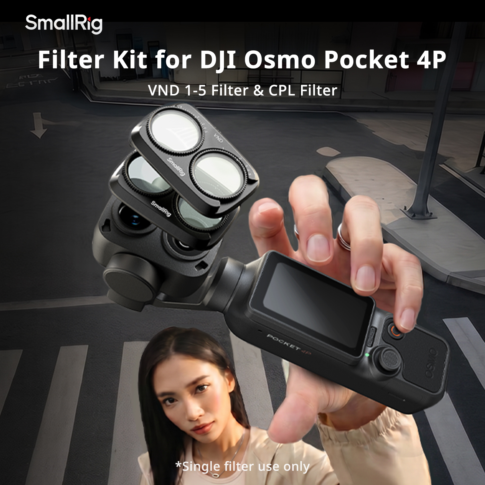 Kit di filtri SmallRig per DJI Osmo Pocket 4P in vetro con filtro VND1-5 / CPL che aiuta a ridurre l'abbagliamento della luce e minimizzare i cambiamenti di colore -6648