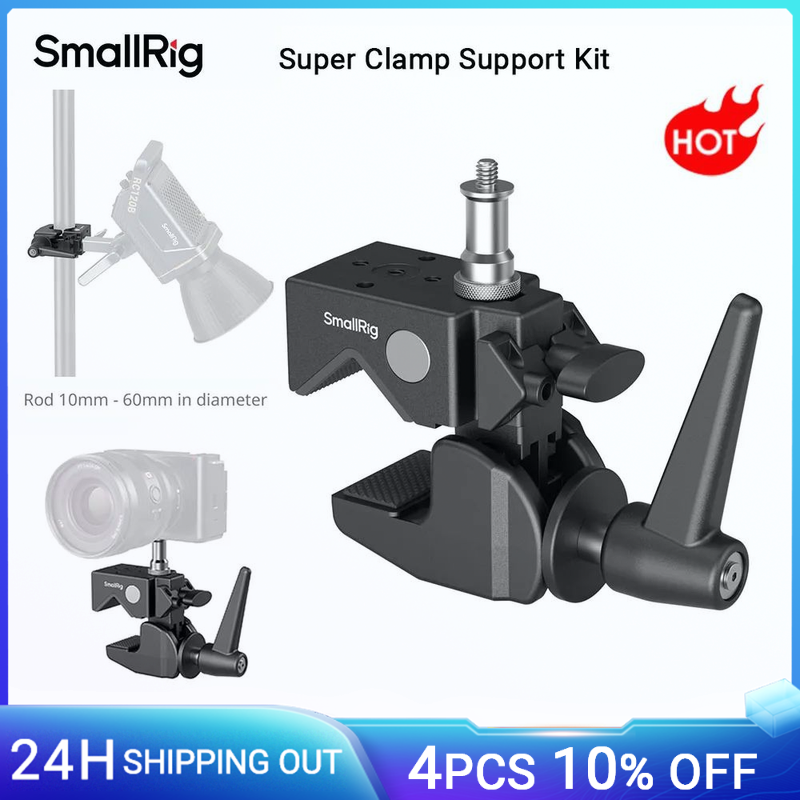 Kit di supporto Super Morsetto SmallRig Carico massimo resistente 33 libbre 15 kg con vite da 1/4"-20 e 3/8"-16 per l'illuminazione della videocamera fotografica