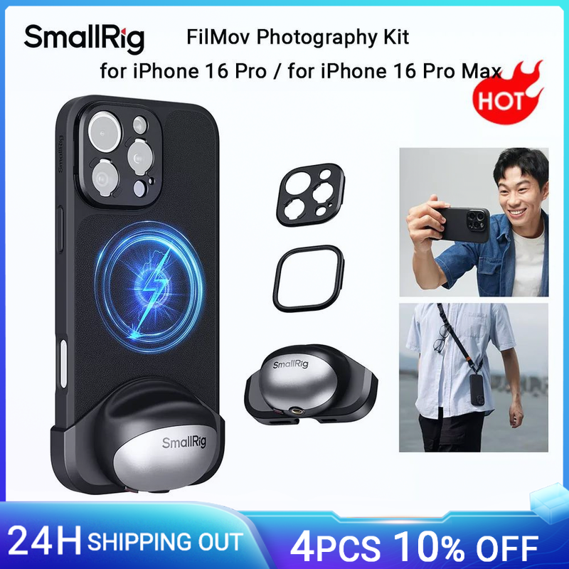Kit fotografico SmallRig FilMov per iPhone 16 Pro Max, per iPhone 16 Pro, con piastra posteriore per obiettivo Capture Grip/T-Mount per MagSafe
