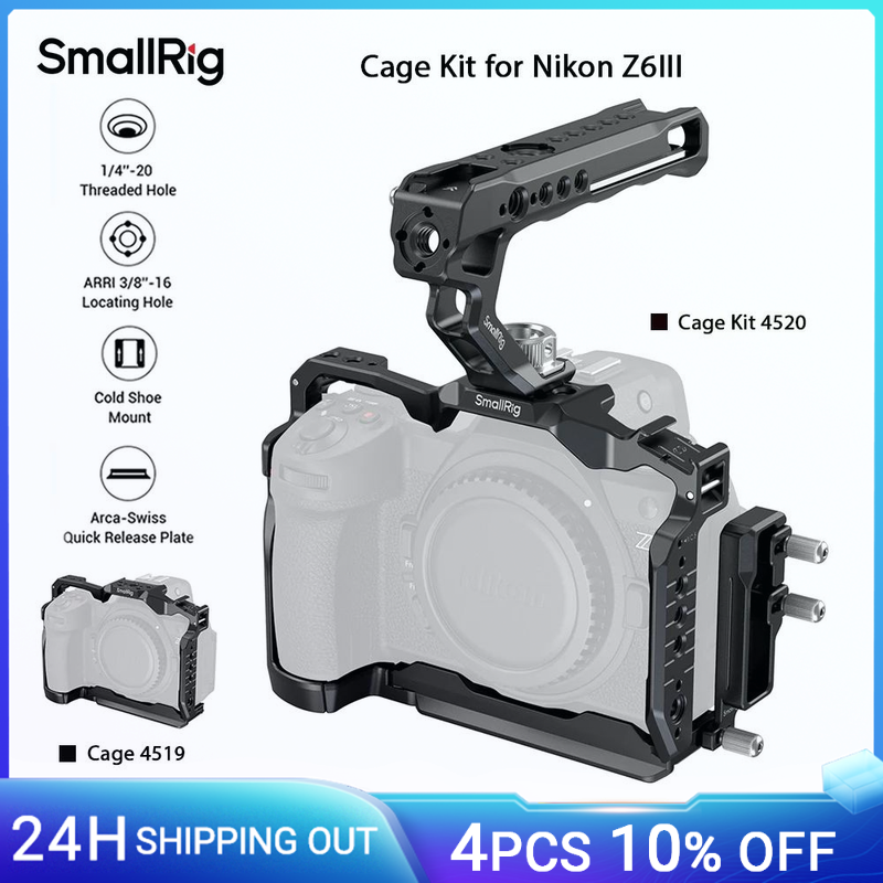 Kit gabbia per fotocamera SmallRig Z6 III per Nikon Z6 III, con maniglia superiore e morsetto per cavo, kit gabbia completa con design anti-torsione