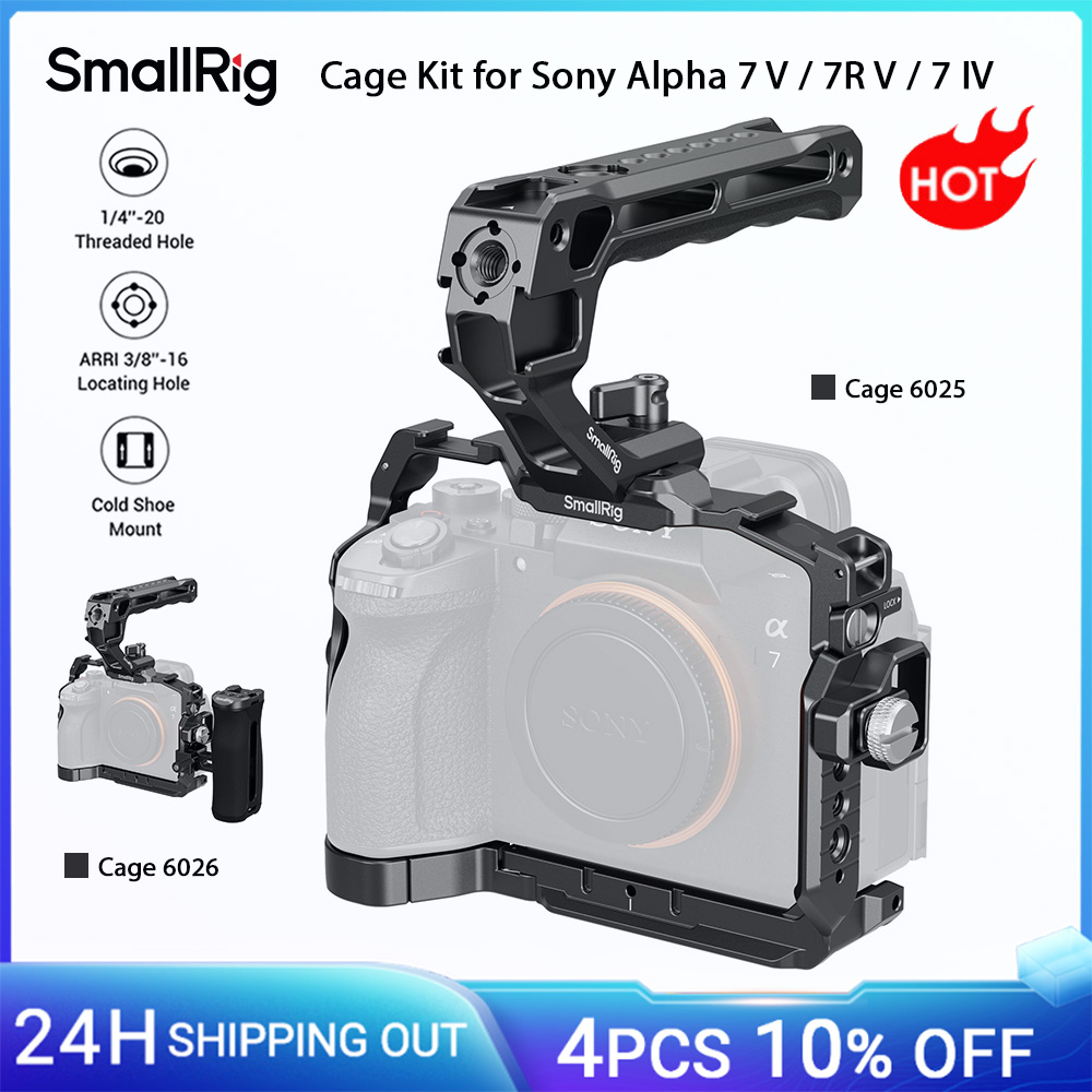 Kit gabbia SmallRig A7 V per Sony Alpha 7 V/7R V/7 IV, con morsetto per cavo HDMI Maniglia superiore con piastra a sgancio rapido Arca-Swiss