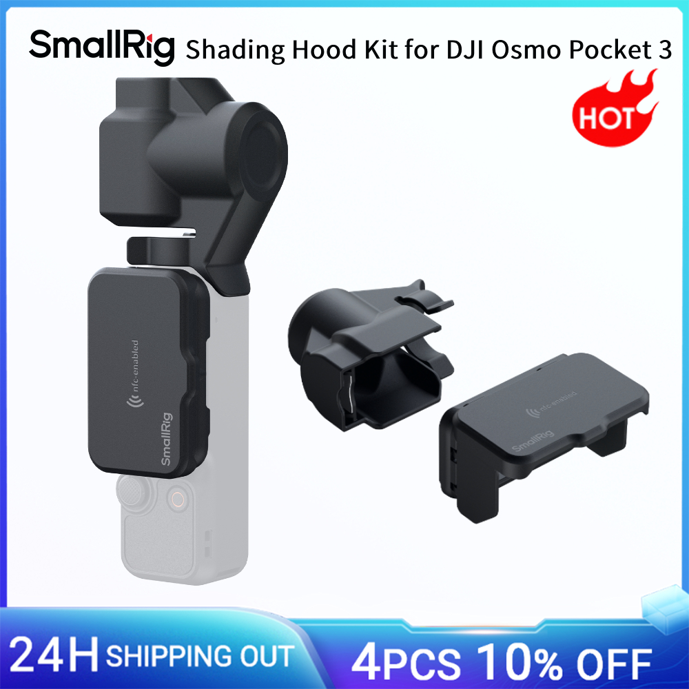 Kit Parasole SmallRig per DJI Osmo Pocket 3, Protegge il Gimbal, con Vano Porta Filtri Integrato e Chip NFC, Parasole a Tre Lamelle