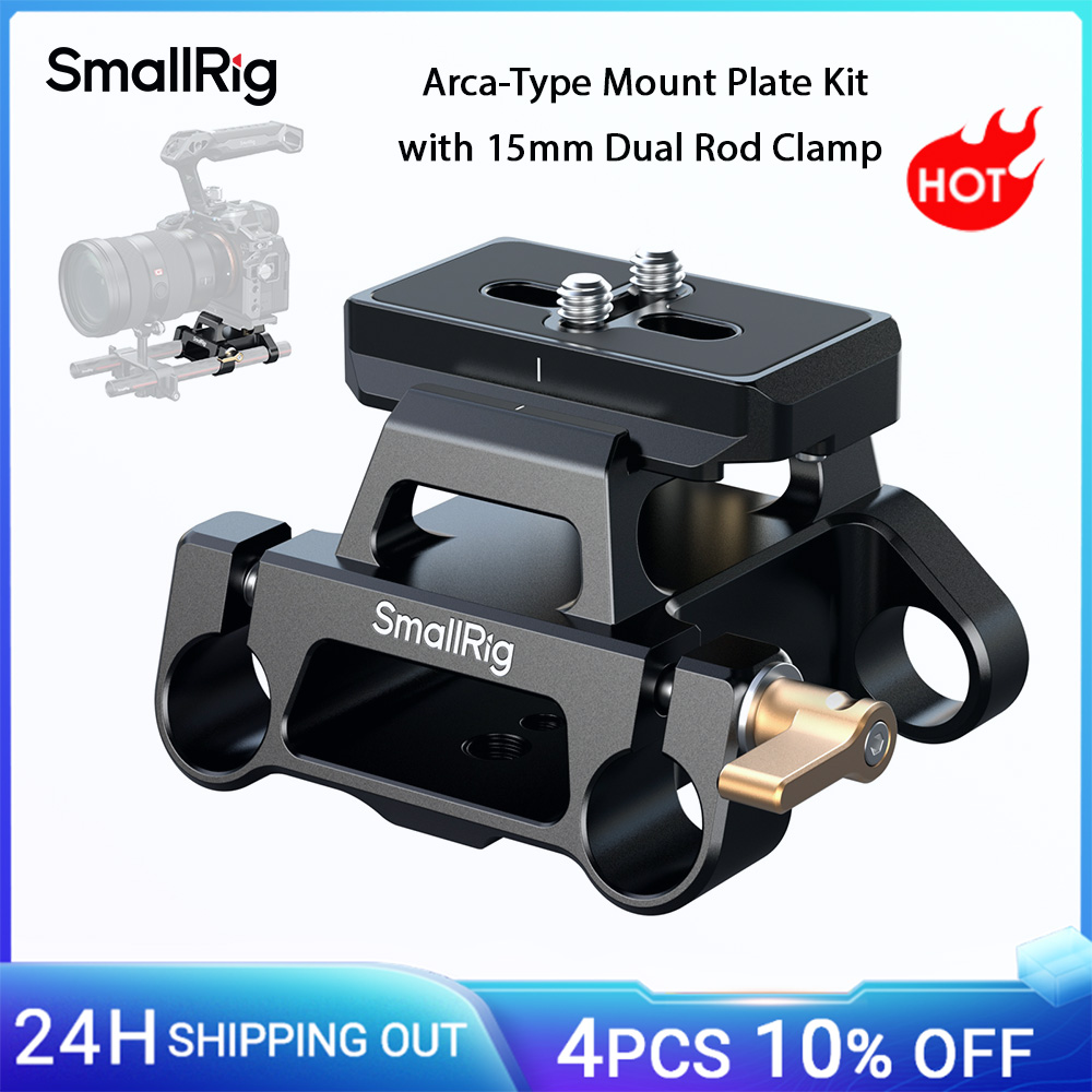 Kit piastra di montaggio tipo Arca SmallRig con morsetto a doppia asta da 15 mm Piastra base Arca-Swiss integrata universale con piastra a sgancio rapido 5365