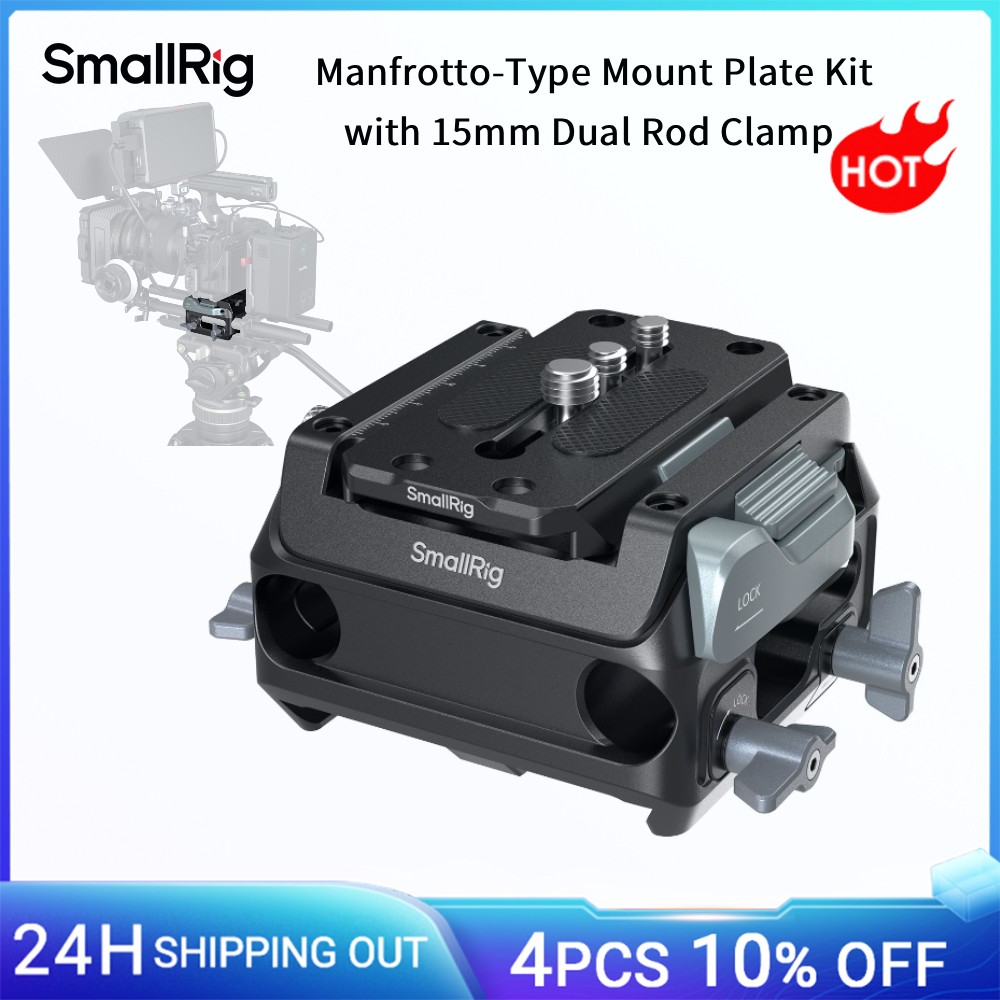 Kit Piastra di Montaggio Tipo Manfrotto SmallRig con Morsetto a Doppia Asta da 15mm per Follow Focus, Matte Box e Piastre Batteria V-Mount per Tipo 501