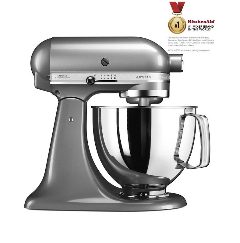 KITCHENAID 5KSM125PSECU IMPASTATRICE PLANETARIA, 300 W, capacità ciotola 4,8 l, Argento medaglia