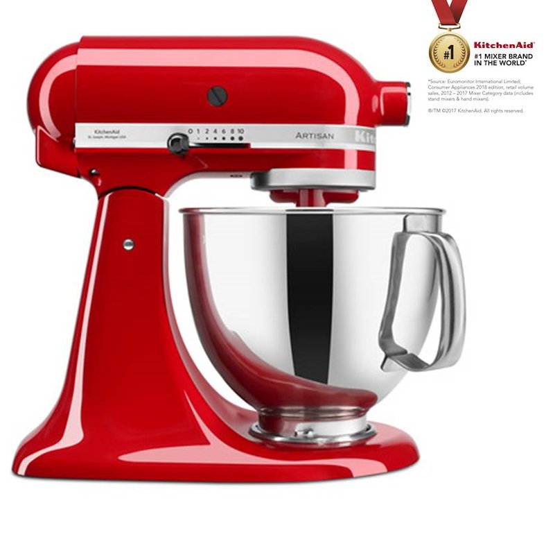 KITCHENAID 5KSM125PSEER IMPASTATRICE PLANETARIA, 300 W, capacità ciotola 4,7 l, Rosso Imperiale