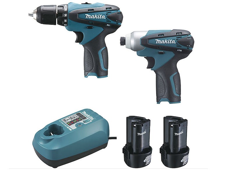 Kit/cofanetto Trapano + Avvitatore 10,8 V Li-ion 1,3 Ah Df330d + Td090d - Lct204j - Makita