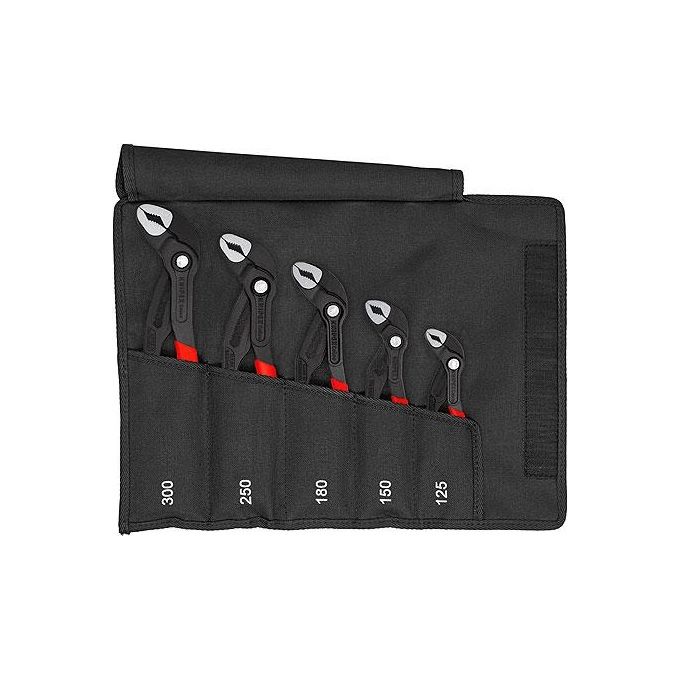 Knipex 00 19 55 S5 Cobra Kult Set 5 Pinze Regolabili per Tubi e Dadi da 125 a 300 mm Borsa Arrotolabile in Poliestere