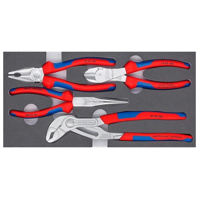 KNIPEX 00 20 01 V17 Set pinze Basic Cromato con inserto in schiuma bicolore a poro chiuso 335 x 33 x 165 mm colore Nero