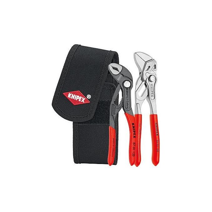 Knipex 00 20 72 V01 Cobra Mini Set Pinze 2 Pezzi in Borsa Portautensili Acciaio Cromo Vanadio colore Rosso Nero