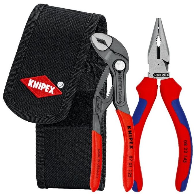 Knipex 00 20 72 V06 Set di pinze 2 pezzi con pinza universale a punta e pinza regolabile Mini Cobra custodia per cintura colore Nero
