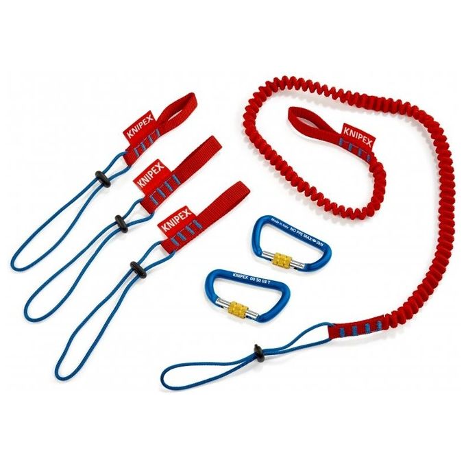 KNIPEX 00 50 04 T BK Set di Ancoraggio Utensili 6 Pezzi con Fettuccia Estensibile fino a 260 mm e Resistenza 1,5 Kg colore Nero