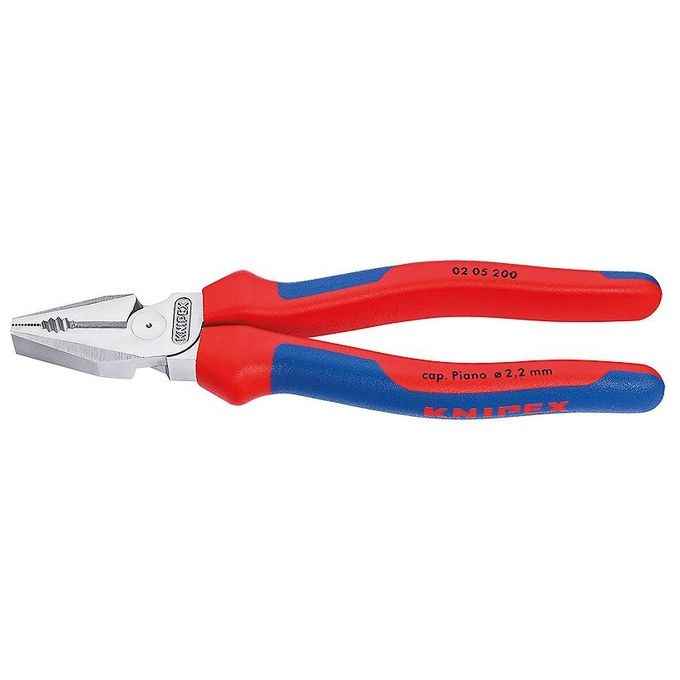KNIPEX 02 05 200 Pinza universale forte con manici comfort lunghezza 200 mm durezza lame 63 HRC taglio filo duro 2 8 mm colore Cromato