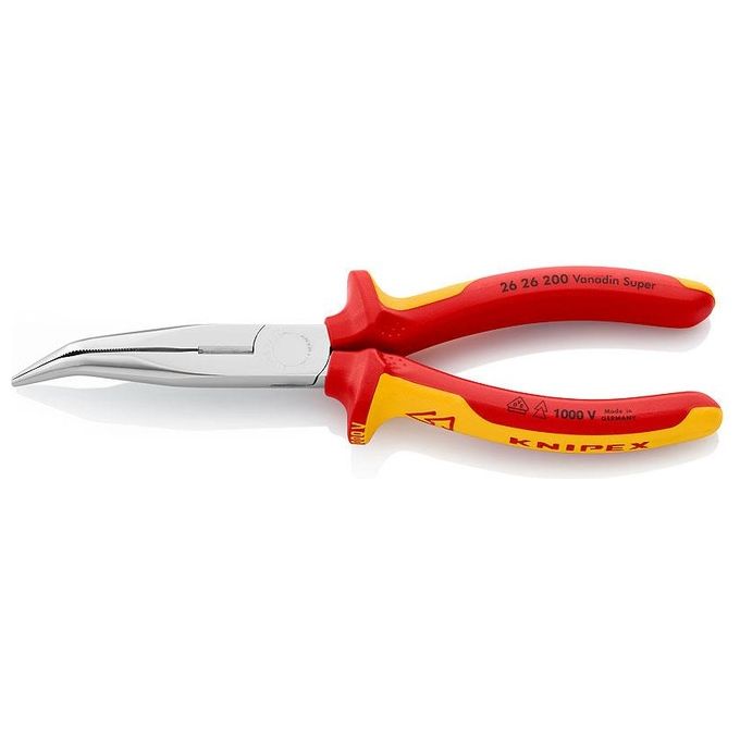 Knipex 26 26 200 Pinza a Becco Leggermente Tondo con Tronchese VDE Isolata 1000V 200 mm colore Rosso Giallo