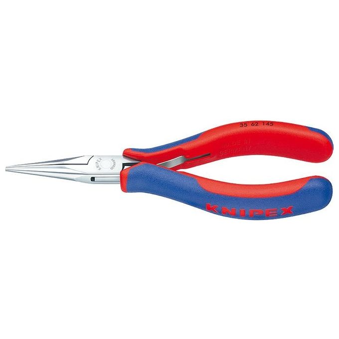 Knipex 35 62 145 Pinza a Becco Lungo per Elettronica Acciaio con Impugnature in Materiale Composito Lunghezza 145 mm colore Blu Rosso