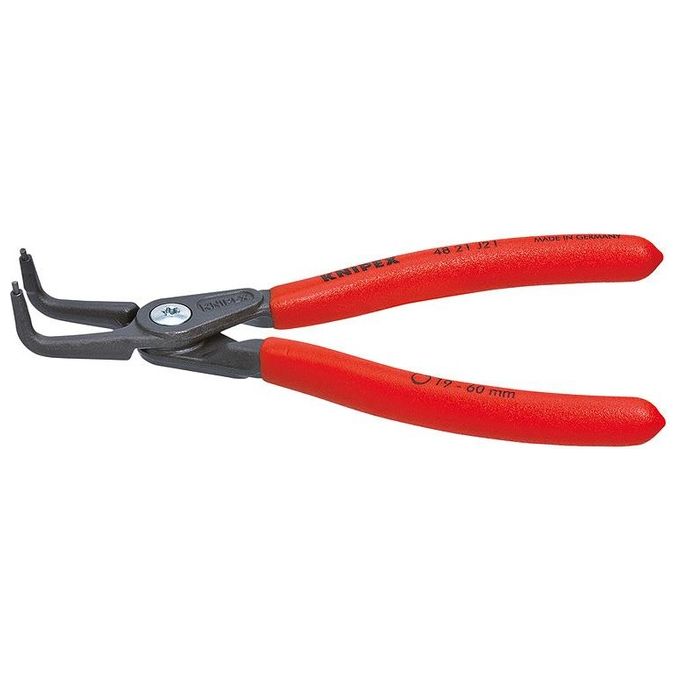 Knipex 48 21 J31 Pinza di Precisione per Anelli di Sicurezza Interni 210 mm con Zanne Angolari e Impugnature Antiscivolo colore Grigio