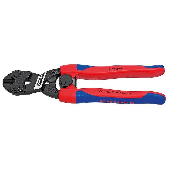 KNIPEX 50001714 CoBolt Tronchese a Doppia Leva con Molla di Apertura Taglio fino a 5,2 mm Lunghezza 200 mm colore Nero