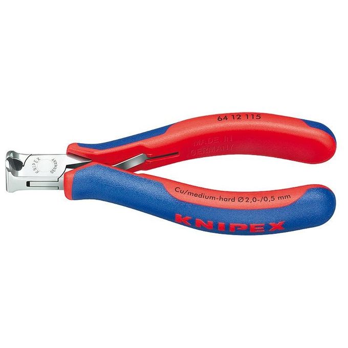 Knipex 64 12 115 Pinza Tronchese per Elettronica Impugnature Bicomponente Lunghezza 115 mm colore Blu Rosso