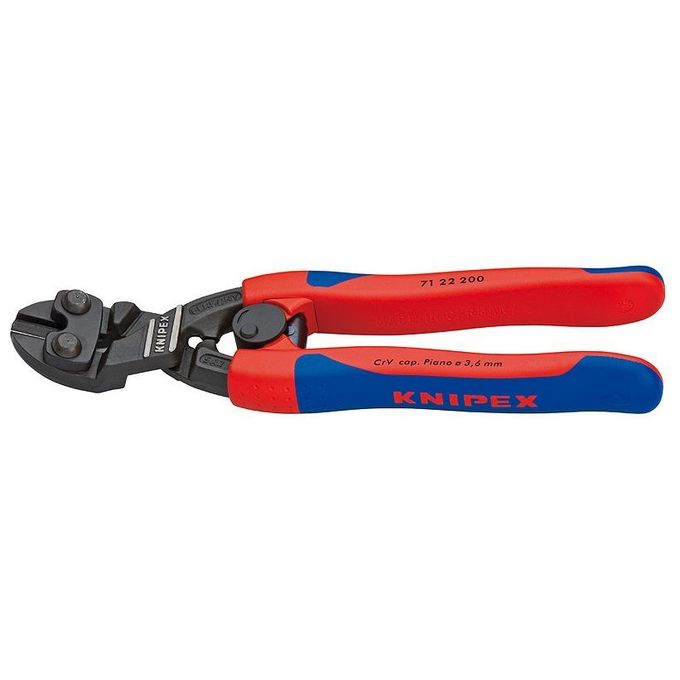 KNIPEX 7122200 CoBolt Tronchese a Doppia Leva per Fili Duri e Dolci fino a 6 mm Impugnature Bicomponenti Forma Affusolata Testa Inclinata 20° colore Nero