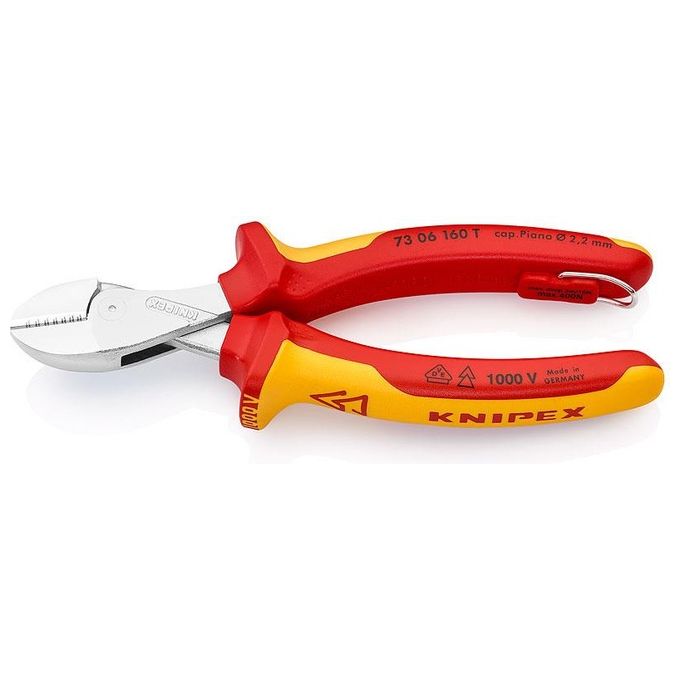 KNIPEX 73 06 160 T X-Cut Tronchese Laterale Compatto con Manici Bicomponente Isolato VDE 1000 V Colore Rosso Giallo