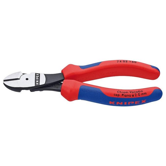 KNIPEX 74 02 160 Tronchese Laterale per Meccanica Tipo Forte 160 mm con Impugnature Multicomponenti colore Rosso Blu