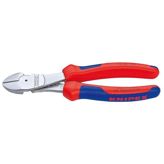 KNIPEX 74 05 180 Tronchese Laterale per Meccanica Tipo Forte Acciaio al Cromo-Vanadio Forgiato Impugnature Bicomponenti Rosso-Blu