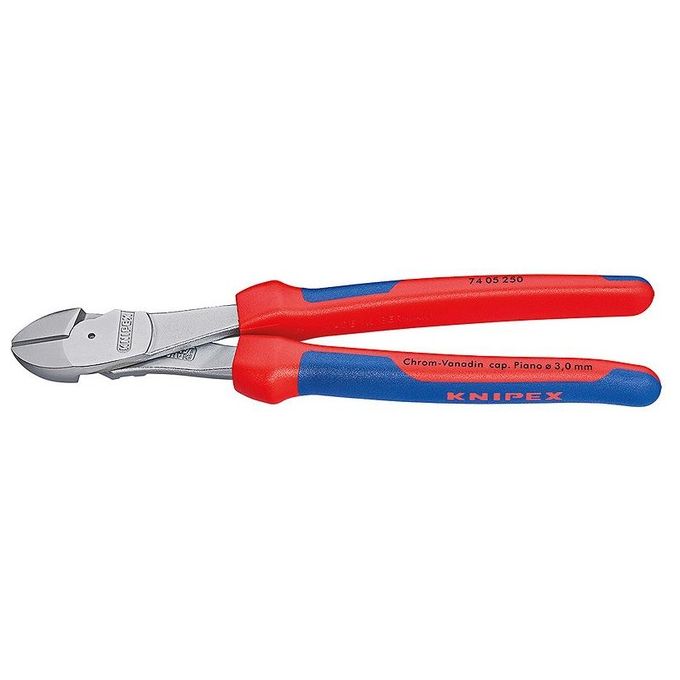 Knipex 74 05 250 Pinza Diagonali Alta Leva Acciaio al Cromo-Vanadio Forgiato Temperato ad Olio Impugnature Multi-Componente colore Rosso-Blu