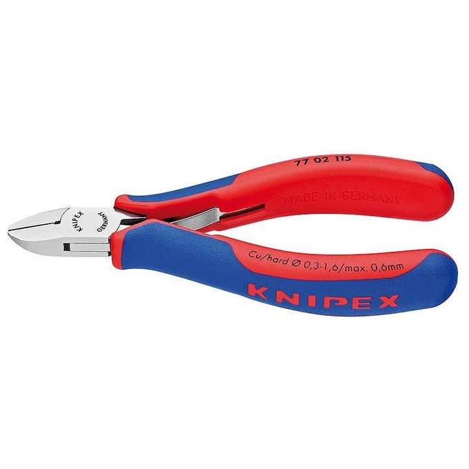KNIPEX 77 02 115 Tronchese Laterale per Elettronica Testa Tonda 115 mm con Impugnature Multicomponente colore Nero