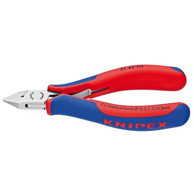 KNIPEX 77 42 130 Tronchese per Elettronica con Impugnature Multicomponente Lunghezza 130 mm Durezza Lama 57 HRC colore Nero