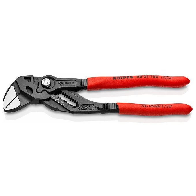 Knipex 86 01 180 Pinza Chiave Pinza e Chiave in un Unico Utensile 180 mm apertura 40 mm 15 posizioni colore Grigio