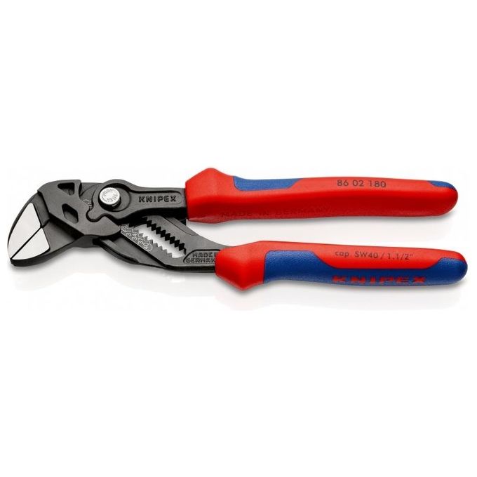 Knipex 86 02 180 Pinza Chiave 15 Posizioni Massima Apertura 40 mm Impugnature Multicomponente colore Blu Rosso