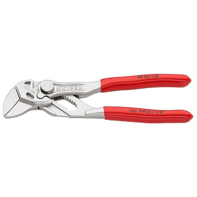 Knipex 86 03 125 Pinza Chiave 125 mm apertura max 23 mm acciaio cromo vanadio rivestimento resina sintetica colore Cromo Knipex 86 03 125 Pinza Chiave 125 mm apertura max 23 mm acciaio cromo vanadio rivestimento resina sintetica colore Cromo