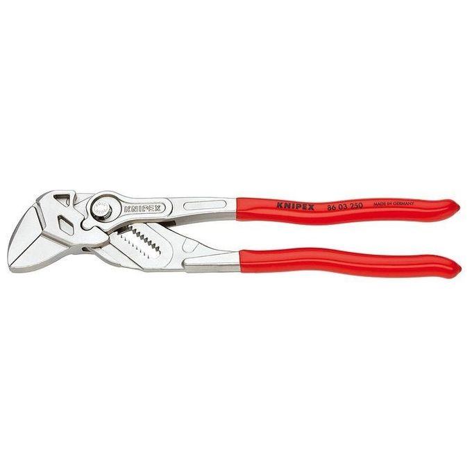 Knipex 86 03 250 Pinza Chiave Regolabile Acciaio al Cromo Vanadio 250 mm 52 mm Apertura Massima 19 Posizioni colore Rosso