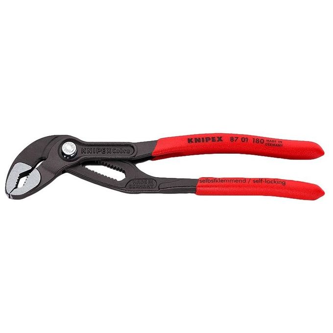 Knipex 87 01 180 Cobra Pinza Regolabile per Tubi e Dadi 180 mm 18 posizioni acciaio cromo vanadio colore Grigio