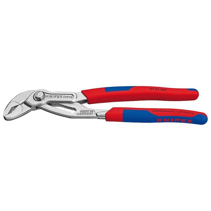 KNIPEX 87 05 250 Cobra Pinza regolabile con regolazione a pulsante 25 posizioni e impugnature multicomponente colore Cromato
