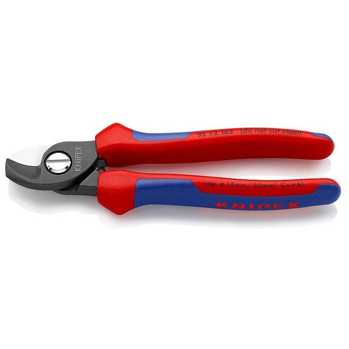 Knipex 95 12 165 Tagliacavi manuale per cavi in rame e alluminio diametro max 15 mm acciaio speciale temperato con impugnature ergonomiche colore Blu Rosso