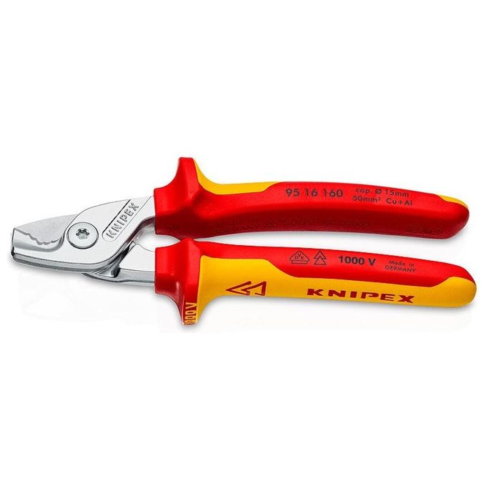 KNIPEX 95 16 160 StepCut Cesoia per cavi isolata VDE 160 mm taglio fino a 50 mm² 1000V colore Nero