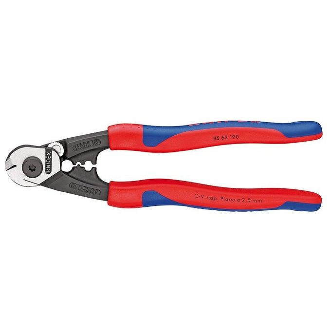 Knipex 95 62 190 Cesoia per Funi in Acciaio Forgiata Manici Bicomponente Molla di Ritorno Interna 190 mm