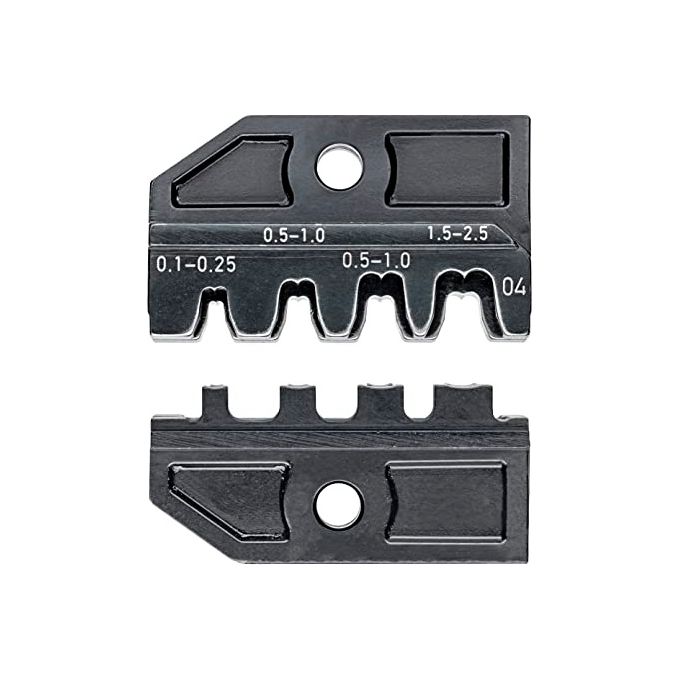 Knipex 97 49 04 Matrici da compressione per connettori piatti aperti non isolati 2,8 + 4,8 mm sezione 0,1 - 2,5 mm² 4 alloggiamenti colore Nero Knipex 97 49 04 Matrici da compressione per connettori piatti aperti non isolati 2,8 + 4,8 mm sezione 0,1 - 2,5 mm² 4 alloggiamenti colore Nero