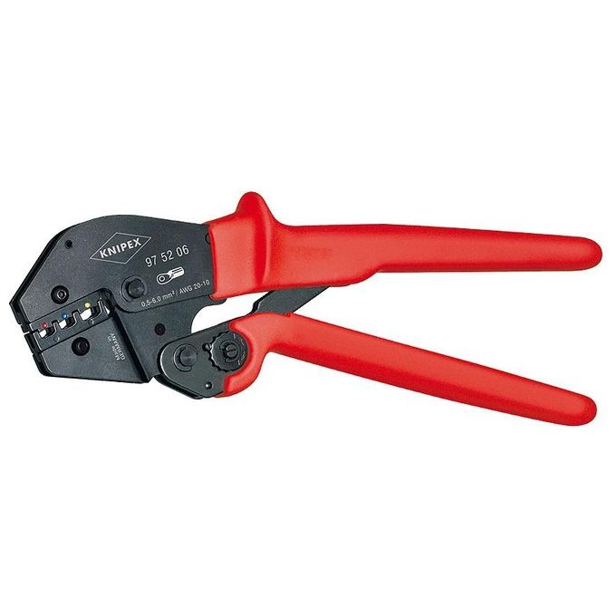 Knipex 97 52 06 Pinza Crimpatrice con Leva Moltiplica Forza per Cavi 0,5-6 mm² 20-10 AWG Acciaio al Cromo Vanadio colore Nero Rosso Knipex 97 52 06 Pinza Crimpatrice con Leva Moltiplica Forza per Cavi 0,5-6 mm² 20-10 AWG Acciaio al Cromo Vanadio colore Nero Rosso