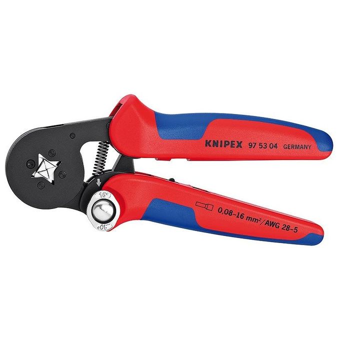 Knipex 97 53 04 Pinza per Terminali a Bussola Regolazione Automatica Crimpaggio 0,08 16 mm² 180 mm colore Blu Rosso