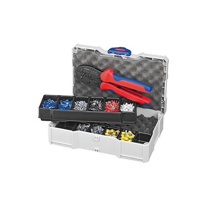 KNIPEX 97 90 23 Assortimento di capicorda con pinza PreciForce 97 52 38 e terminali preisolati in TANOS MINI-systainer colore Nero