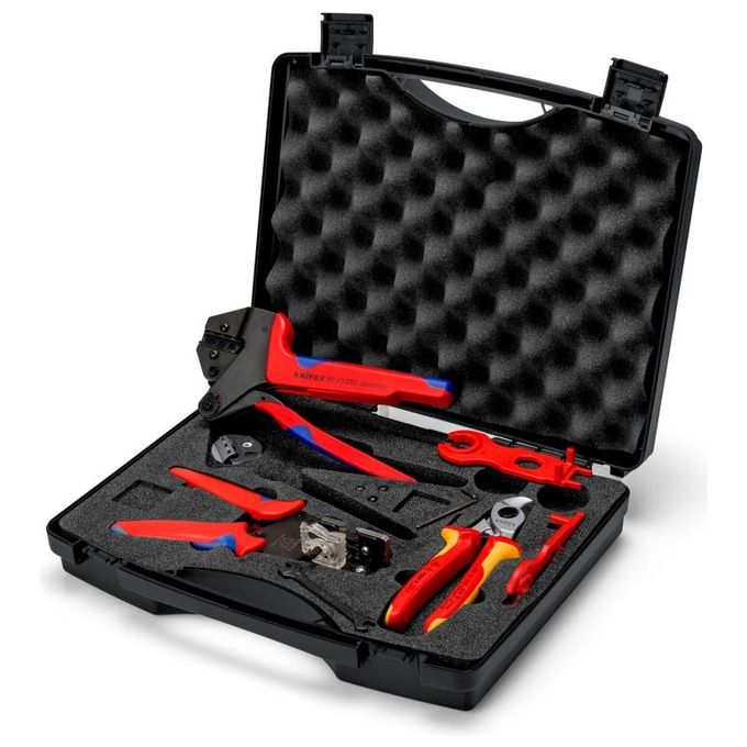 KNIPEX 97 91 04 V01 Valigetta Attrezzi per Installazioni Fotovoltaiche con Pinza Crimpatrice Universale Forbici Spelacavi e Accessori per Connettori MC4 colore Nero KNIPEX 97 91 04 V01 Valigetta Attrezzi per Installazioni Fotovoltaiche con Pinza Crimpatrice Universale Forbici Spelacavi e Accessori per Connettori MC4 colore Nero