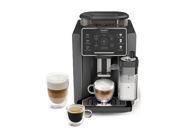 KRUPS Sensation Milk M90 EA912B, Pressione pompa 15 bar, Potenza 1450 W, Funzione Regolazione macinatura, Programma pulizia