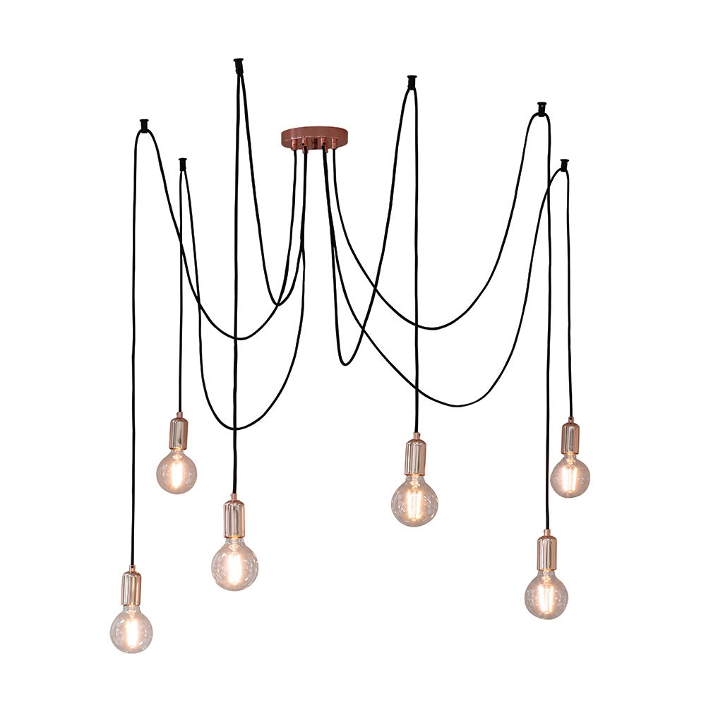 Lampada a sospensione industriale rame 6xE27 Endon Lampada a sospensione industriale rame 6xE27 Endon