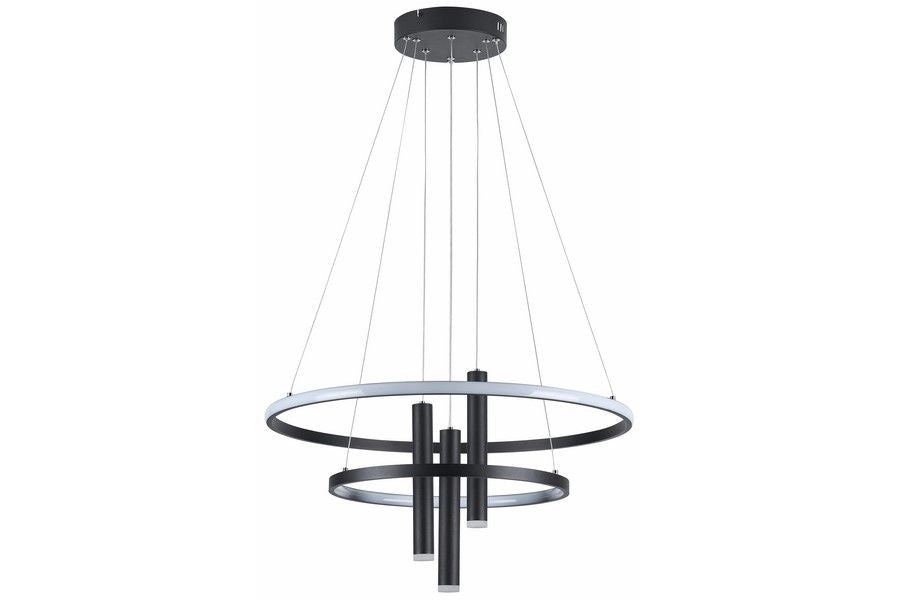 Lampada a sospensione nera Amanda doppio anello LED Ø62 Lampada a sospensione nera Amanda doppio anello LED Ø62