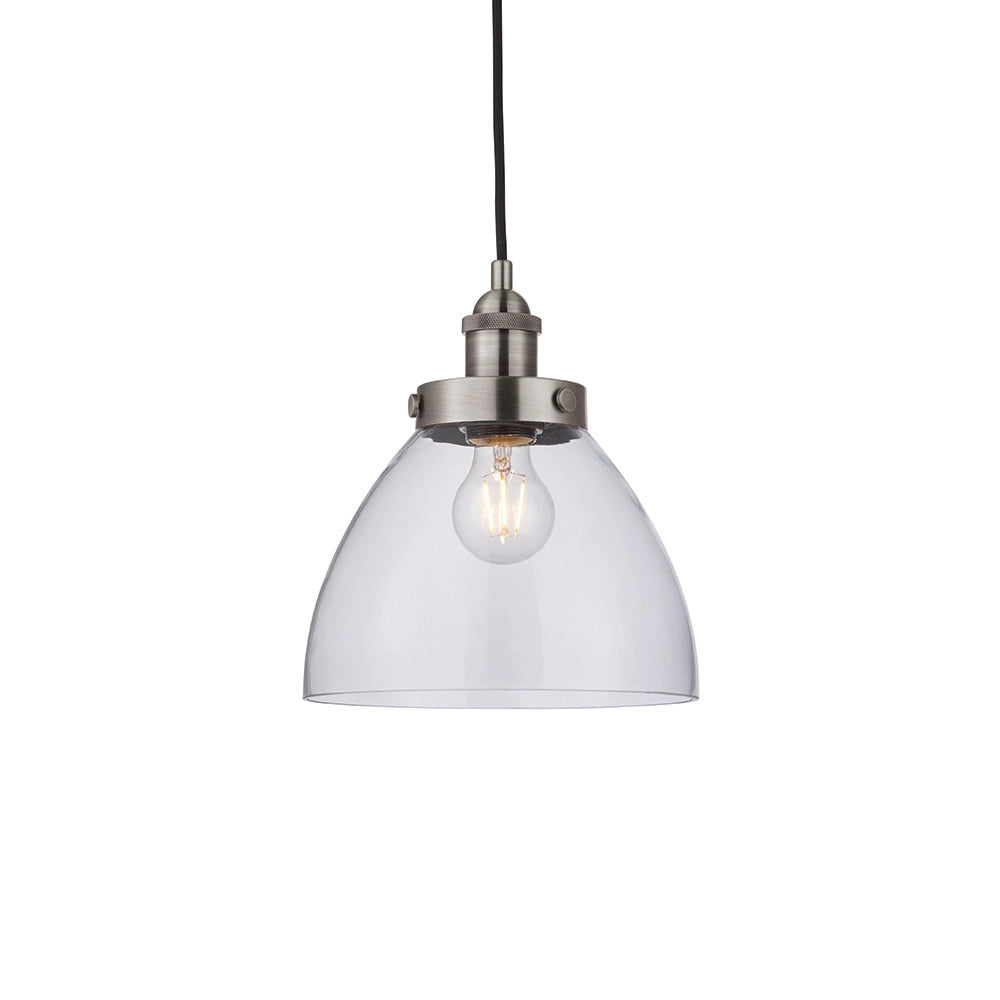 Lampada a sospensione vintage vetro argento spazzolato E27 Endon Lampada a sospensione vintage vetro argento spazzolato E27 Endon