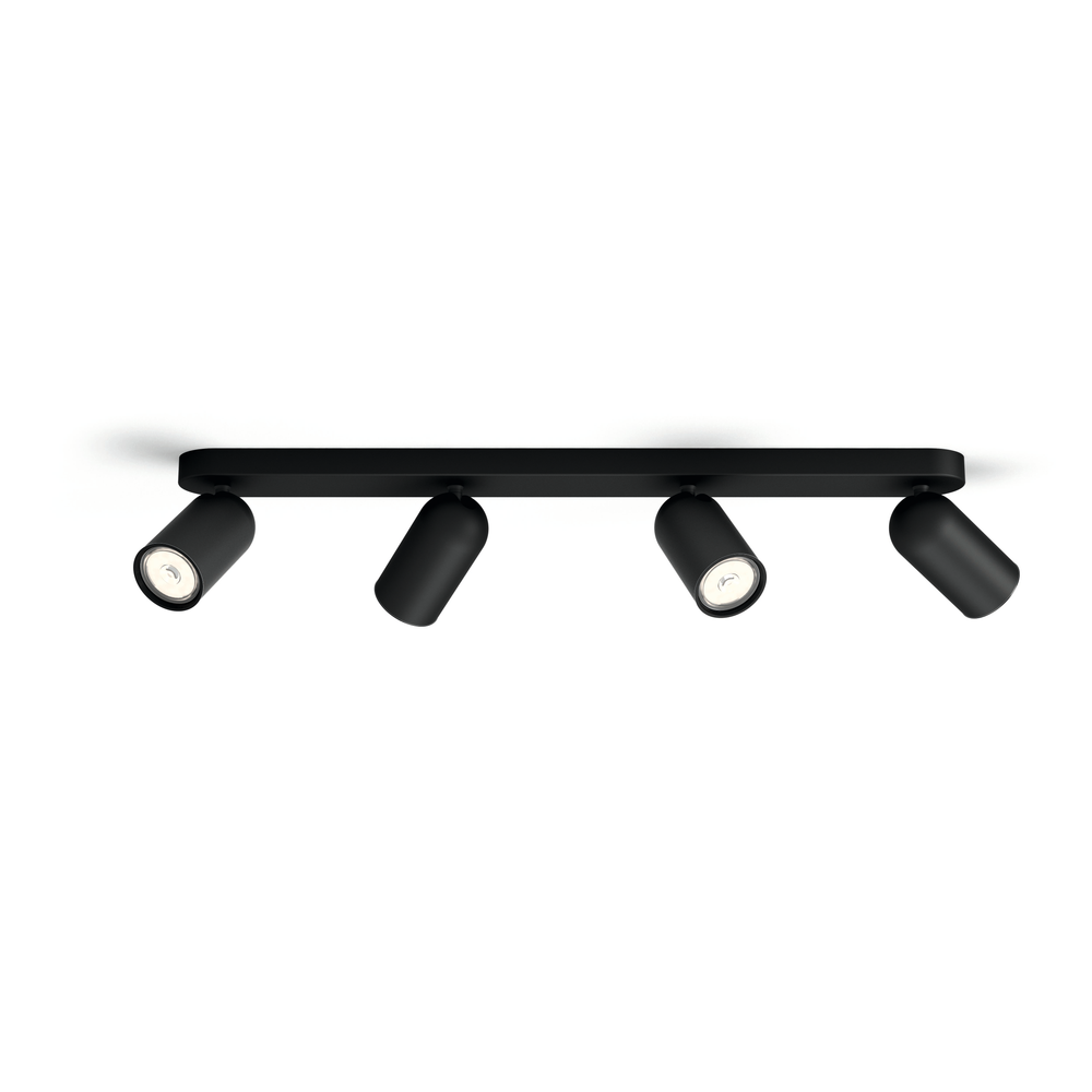 Lampada Da Soffitto Con Quattro Faretti Pongee Nero